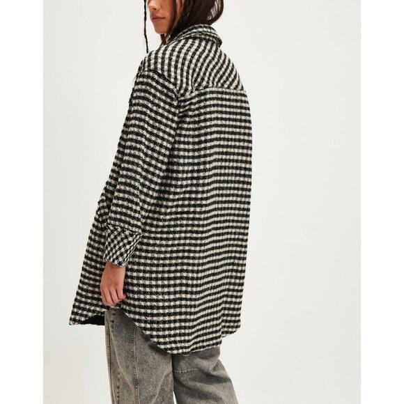 🆕 FREE PEOPLE We The Free Get Around Houndstooth Shirt / Black + White - Picture 3 of 6
